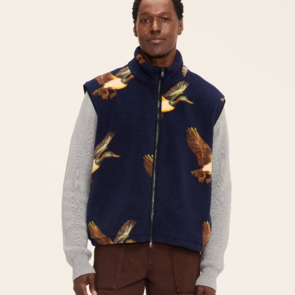 Woolrich x Target Unisex Duck Print Zip-Up Fleece Vest LE NWT